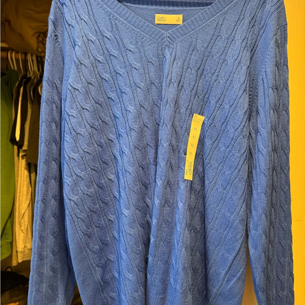 Croft & Barrow Denim Blue V-Neck Sweater